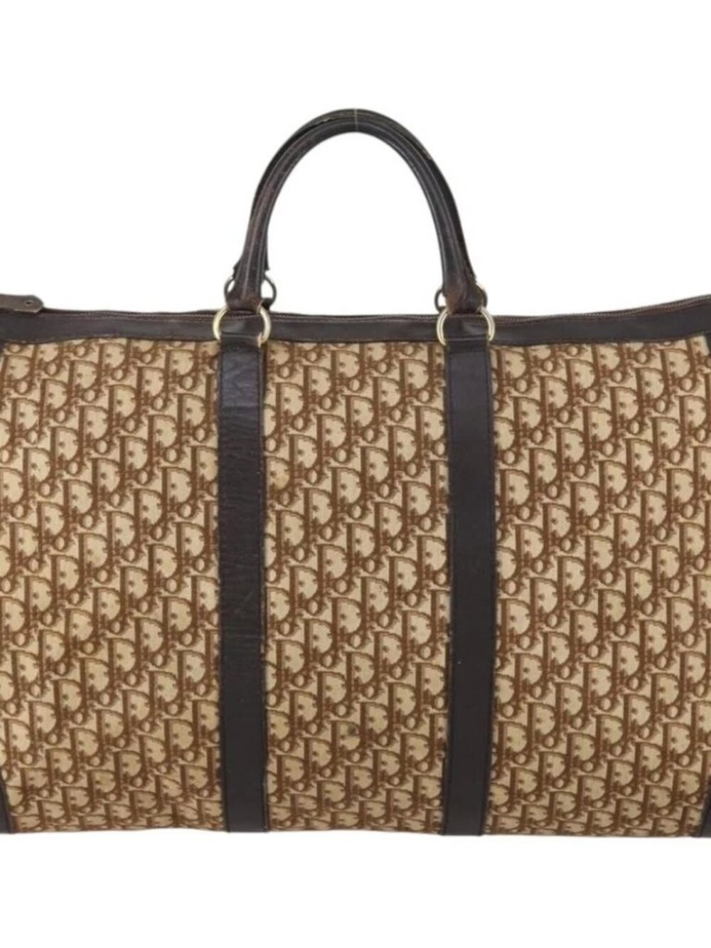 Christian Dior Trotter Canvas Boston Bag Beige Gold - Picture 3 of 16